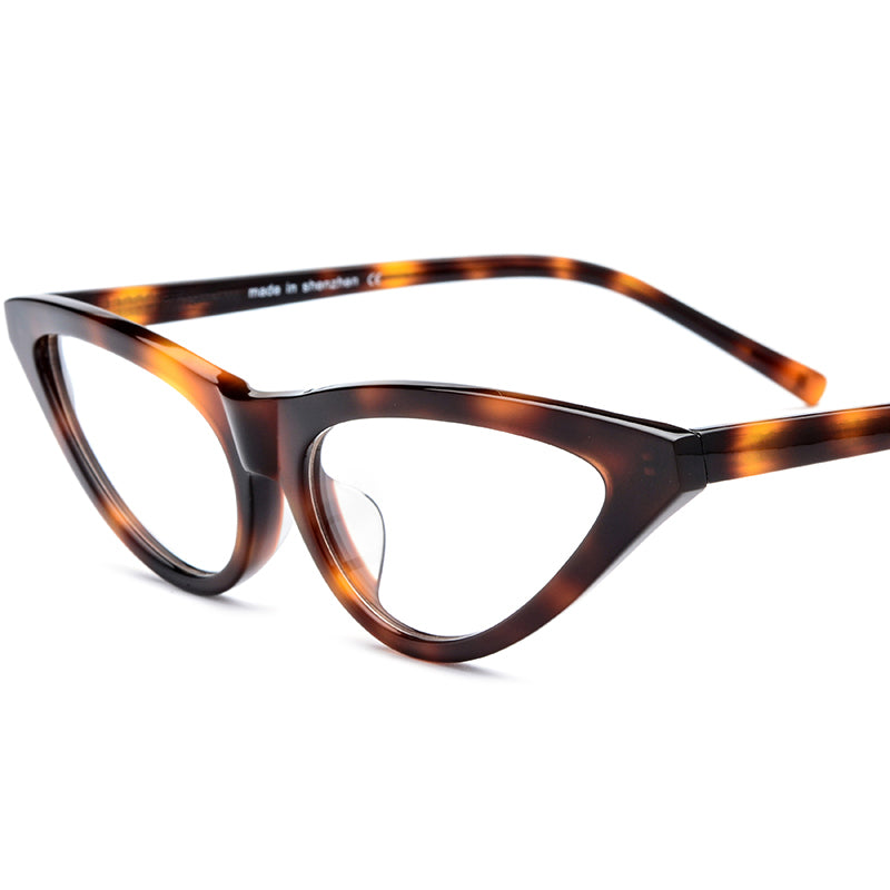 Sleek Cat Eye Acetate Optical Glasses Frame - Leopard - MCROONS