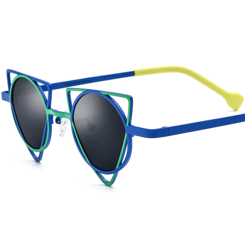 Asymmetric Titanium Polarised Sunglasses Fashion - Green Blue - MCROONS