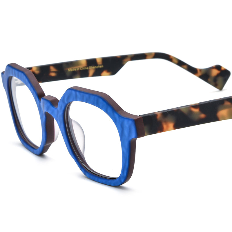 Retro Square Matte Acetate Optical Glasses Frame - Blue - MCROONS