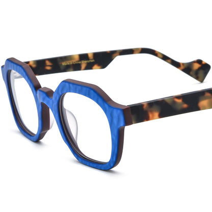 Retro Square Matte Acetate Optical Glasses Frame - Blue - MCROONS