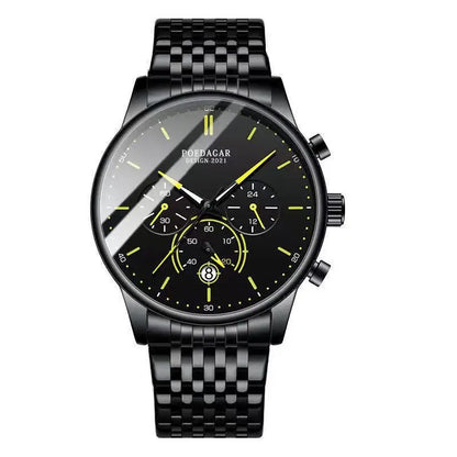 Poedagar 632 Men's Luxury Chronograph Quartz Watch – Stainless Steel Band, Waterproof, Luminous