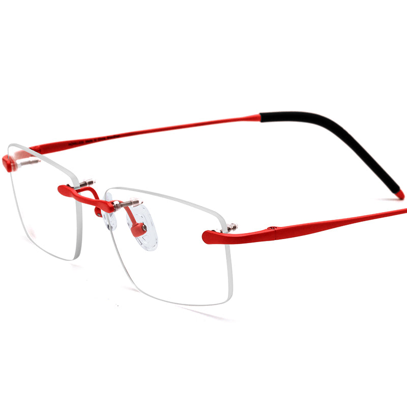 Rimless Titanium Square Sports Optical Glasses Ultralight - Red - MCROONS