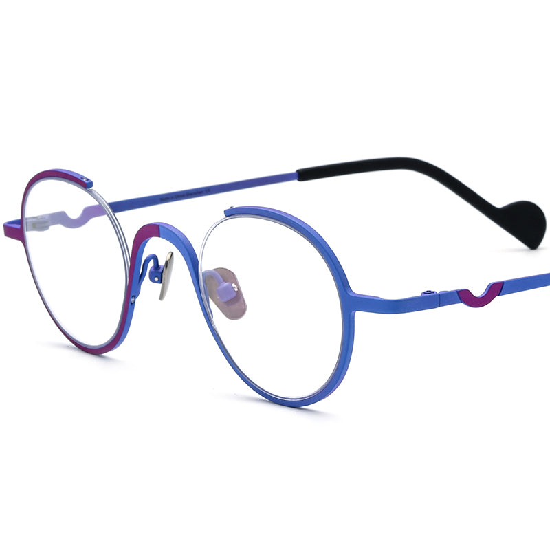Titanium Round Optical Glasses Frame Retro Colourful - MCROONS - Matte Purple Blue