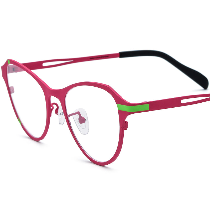 Colourful Titanium Cat Eye Optical Glasses Frame - Pink - MCROONS