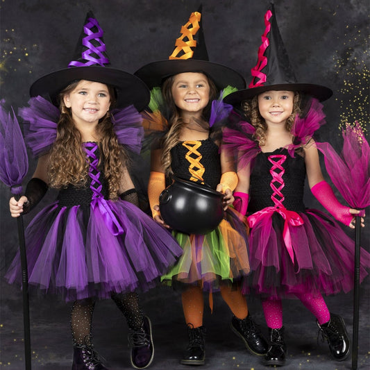Little Witch Kids Halloween Costume Dress - MCROONS front view