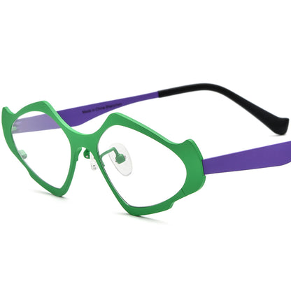 Colourful Titanium Cat Eye Optical Glasses Frame Retro - Green Purple - MCROONS