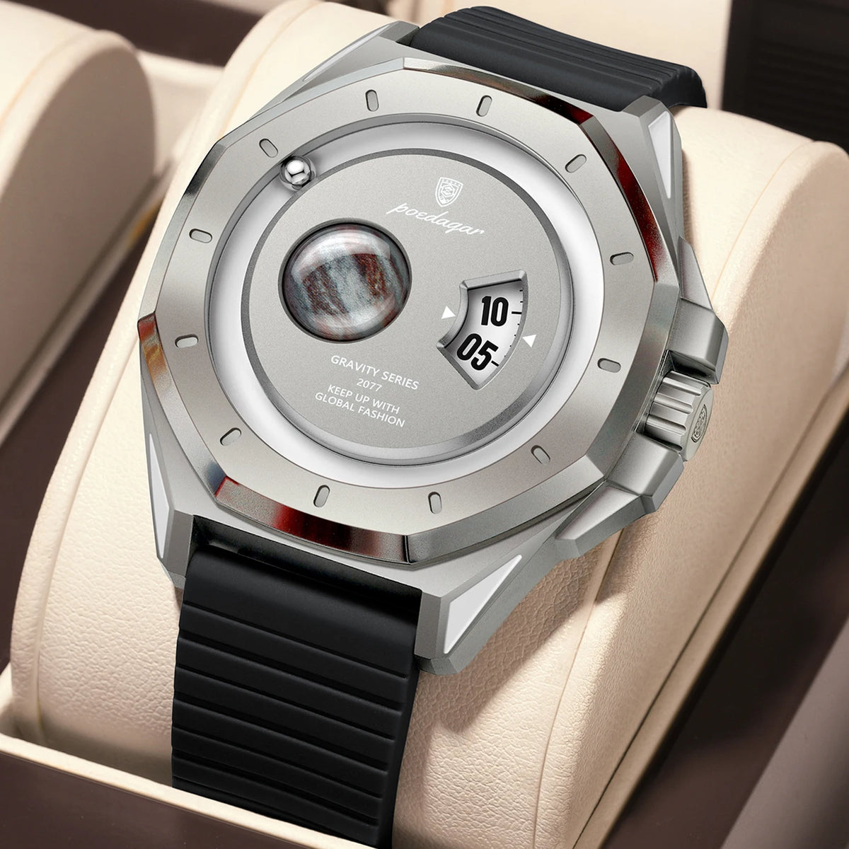 Poedagar 966 Men's Luxury Quartz Watch – Silicone Strap, Waterproof