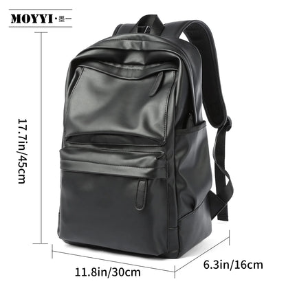 Waterproof PU Leather Bags for Men'S Backpack Bag School Leather Laptop Backpack