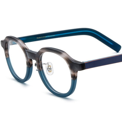 Vintage Oval Matte Acetate Optical Glasses Frame - Blue - MCROONS