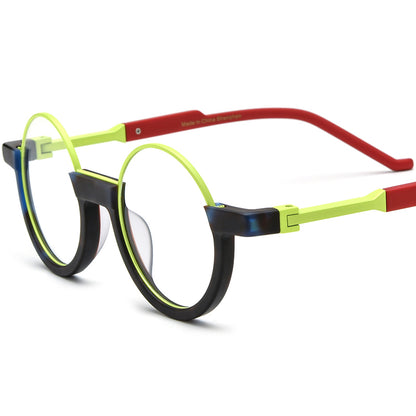 Retro Oversized Round Multicolour Acetate Optical Glasses Frame - Blue Green - MCROONS