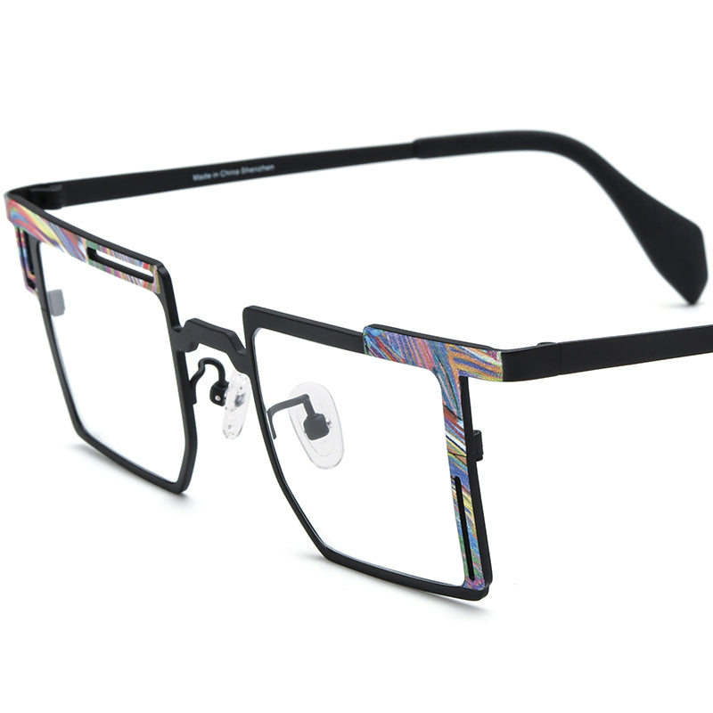 Square Titanium Optical Glasses - Colorful Black - MCROONS