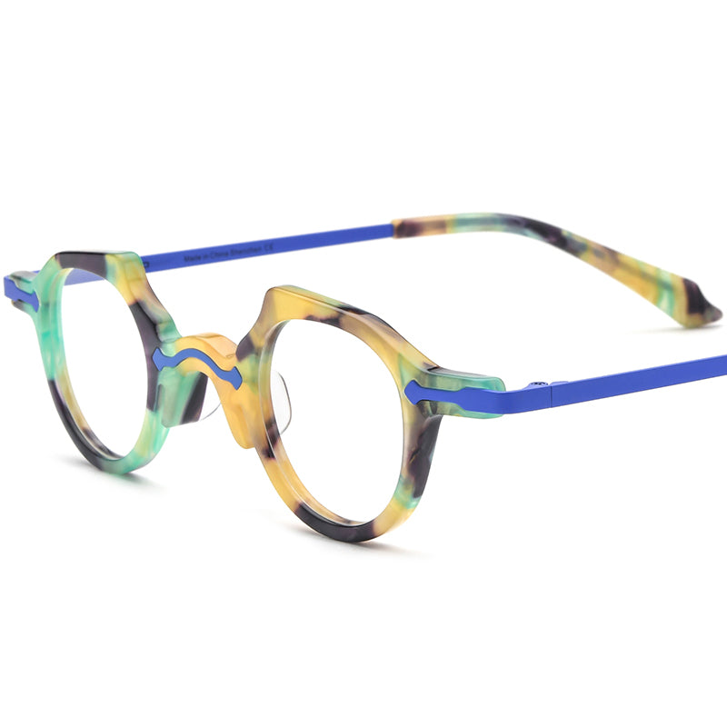 Retro Small Cat Eye Acetate Optical Glasses Frame - Blue - MCROONS