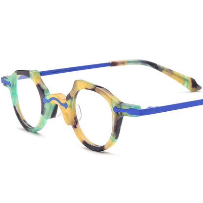 Retro Small Cat Eye Acetate Optical Glasses Frame - Blue - MCROONS