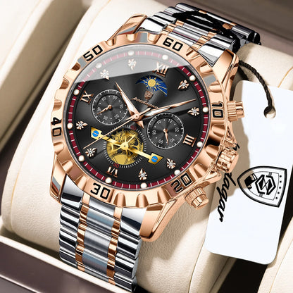 Poedagar 634 Men's Luxury Quartz Watch – Stainless Steel Band, Waterproof, Luminous, Date