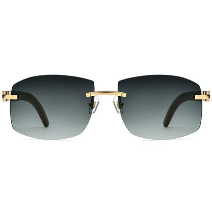 Wood Frame Rimless Square Sunglasses - MCROONS - front view