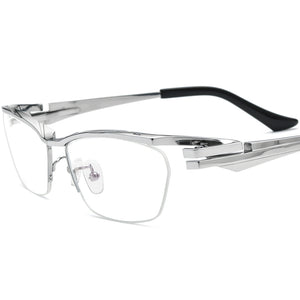 Designer Lightweight Square Titanium Optical Glasses - Silver - MCROONS