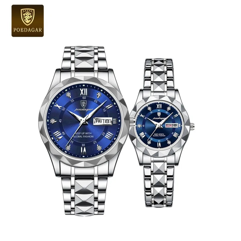 Poedagar Women's Luxury Quartz Watch – Stainless Steel Band, Waterproof, Luminous, Date