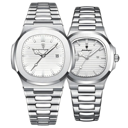 Poedagar Women's Luxury Quartz Watch – Stainless Steel Band, Waterproof, Luminous, Date