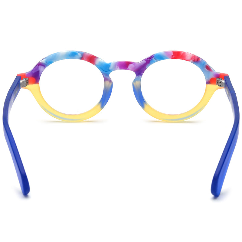 Tie-Dye Multicolour Round Acetate Optical Glasses Frame - MCROONS - Multicolour back view