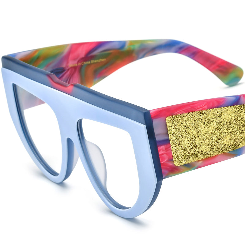 Vintage Oversized Cat Eye Acetate Optical Glasses Frame - Matte Light Blue - MCROONS