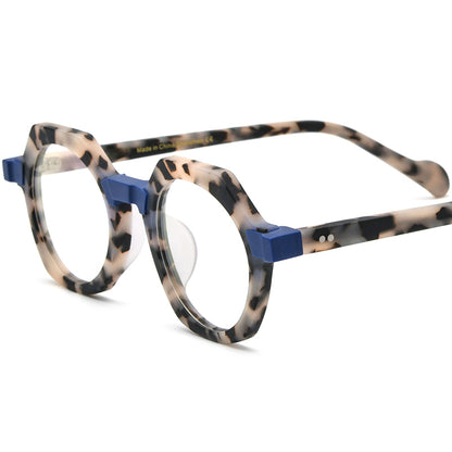 Vintage Octagon Acetate Optical Glasses Frame - Matte Leopard - MCROONS