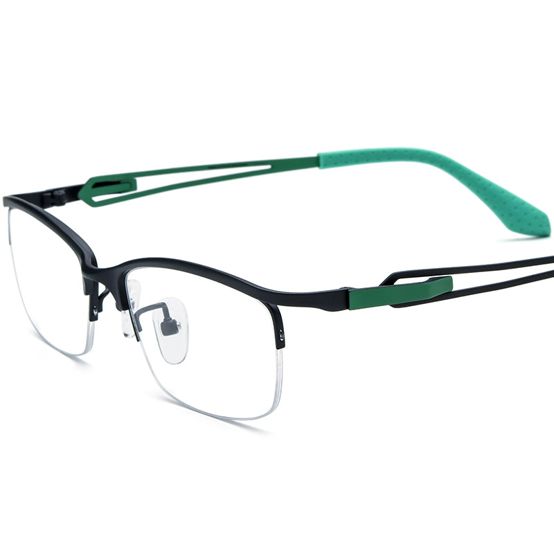 Semi-Rimless Titanium Square Optical Glasses Frame Men - Gray - MCROONS