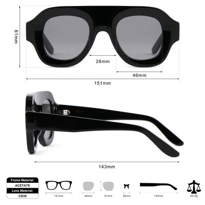 MCROONS Oversized Luxury Acetate Sunglasses — CR39 Lens, Unisex