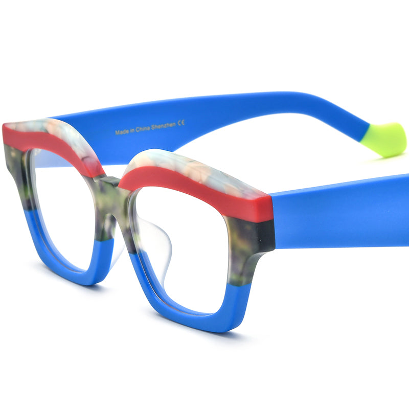 Big Size Cat Eye Acetate Optical Glasses Frame - MCROONS - Blue