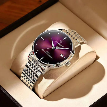 Poedagar 868 Men's Luxury Quartz Watch – Stainless Steel Band, Waterproof, Luminous, Date