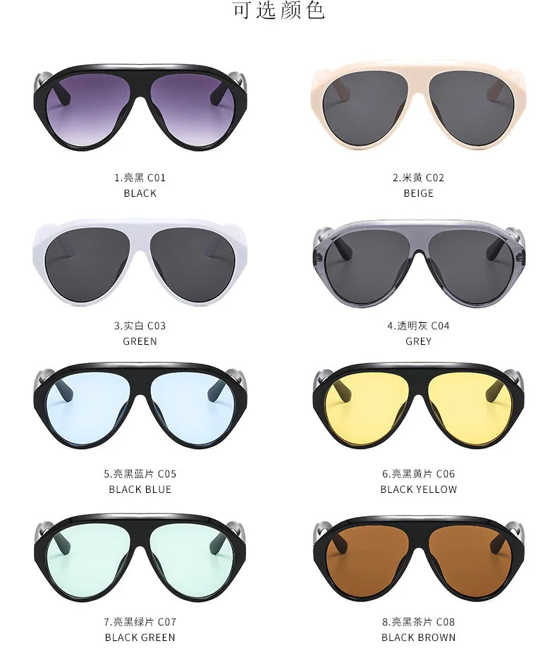 MCROONS Oversized Shield Pilot Sunglasses — UV400, Unisex