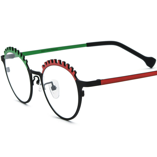 Colourful Titanium Cat Eye Optical Glasses Frame - Green Red - MCROONS