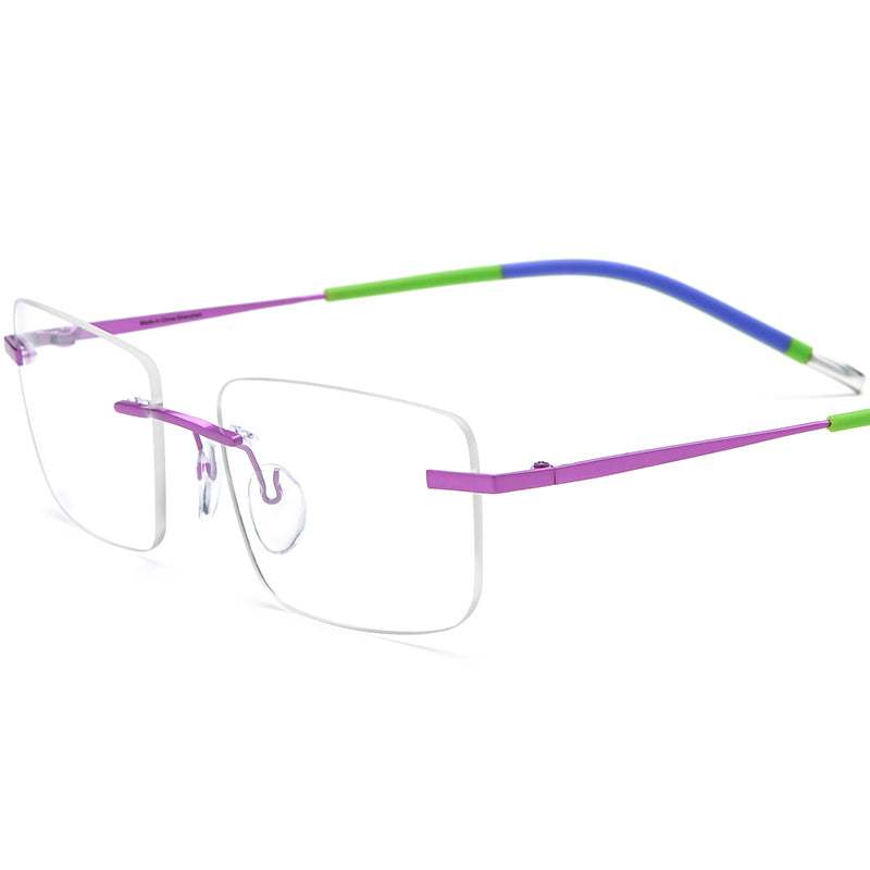Ultralight Titanium Rimless Square Optical Glasses - Pink - MCROONS