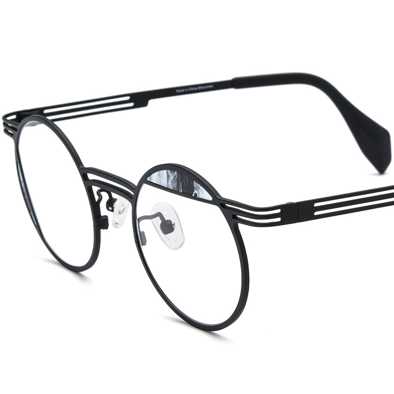 Ultralight Titanium Round Optical Glasses - Gray Black - MCROONS