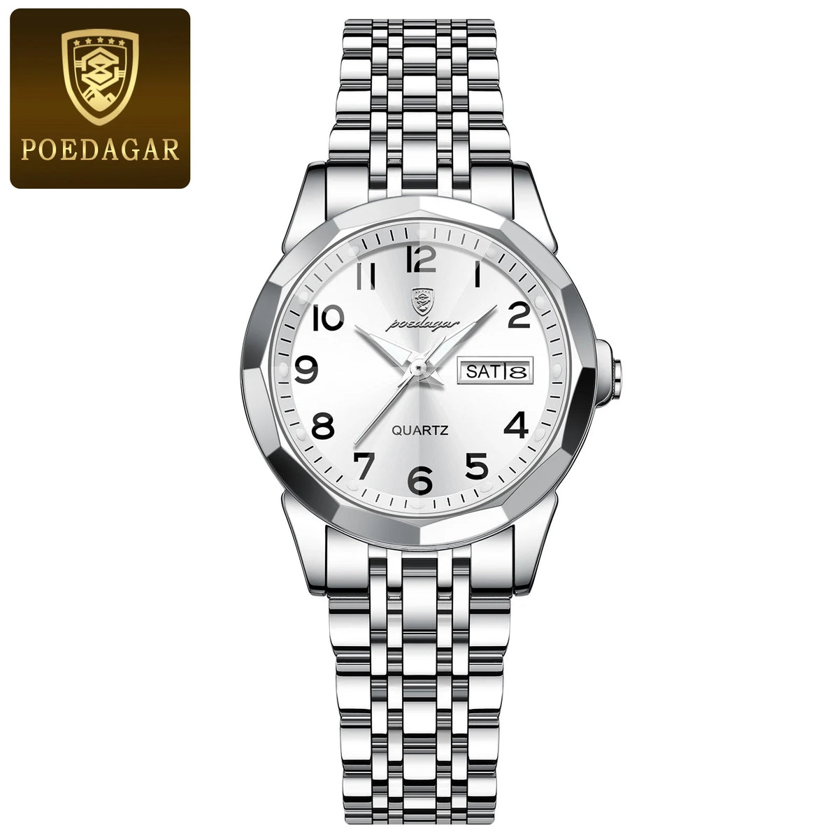 Poedagar 3078 Women's Luxury Quartz Watch – Stainless Steel Band, Waterproof, Luminous, Date