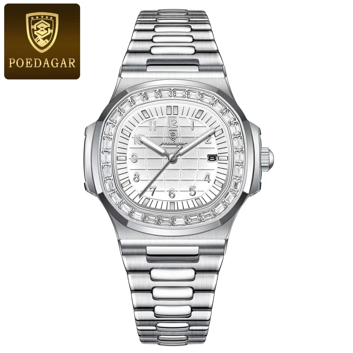 Poedagar 925 Men's Luxury Quartz Watch – Stainless Steel Band, Waterproof, Luminous, Date