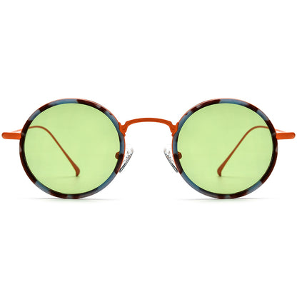 Retro Round Titanium Sunglasses - MCROONS - Front View