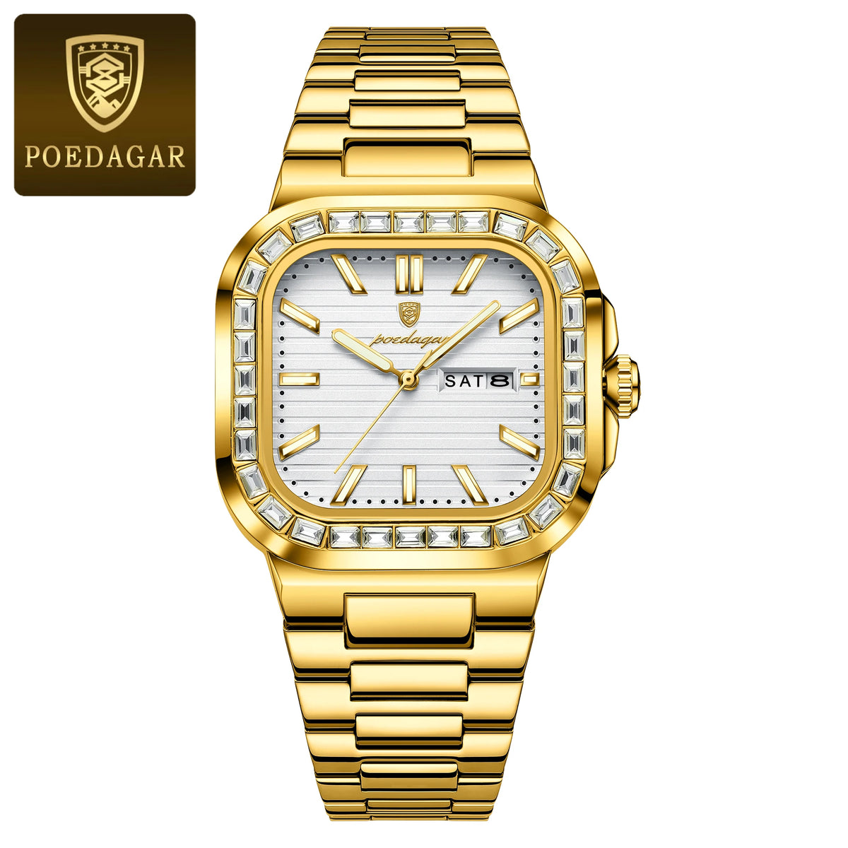 Poedagar 975 Men's Luxury Quartz Watch – Stainless Steel Band, Waterproof, Luminous, Date