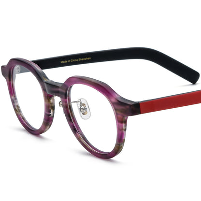 Vintage Oval Matte Acetate Optical Glasses Frame - Purple - MCROONS