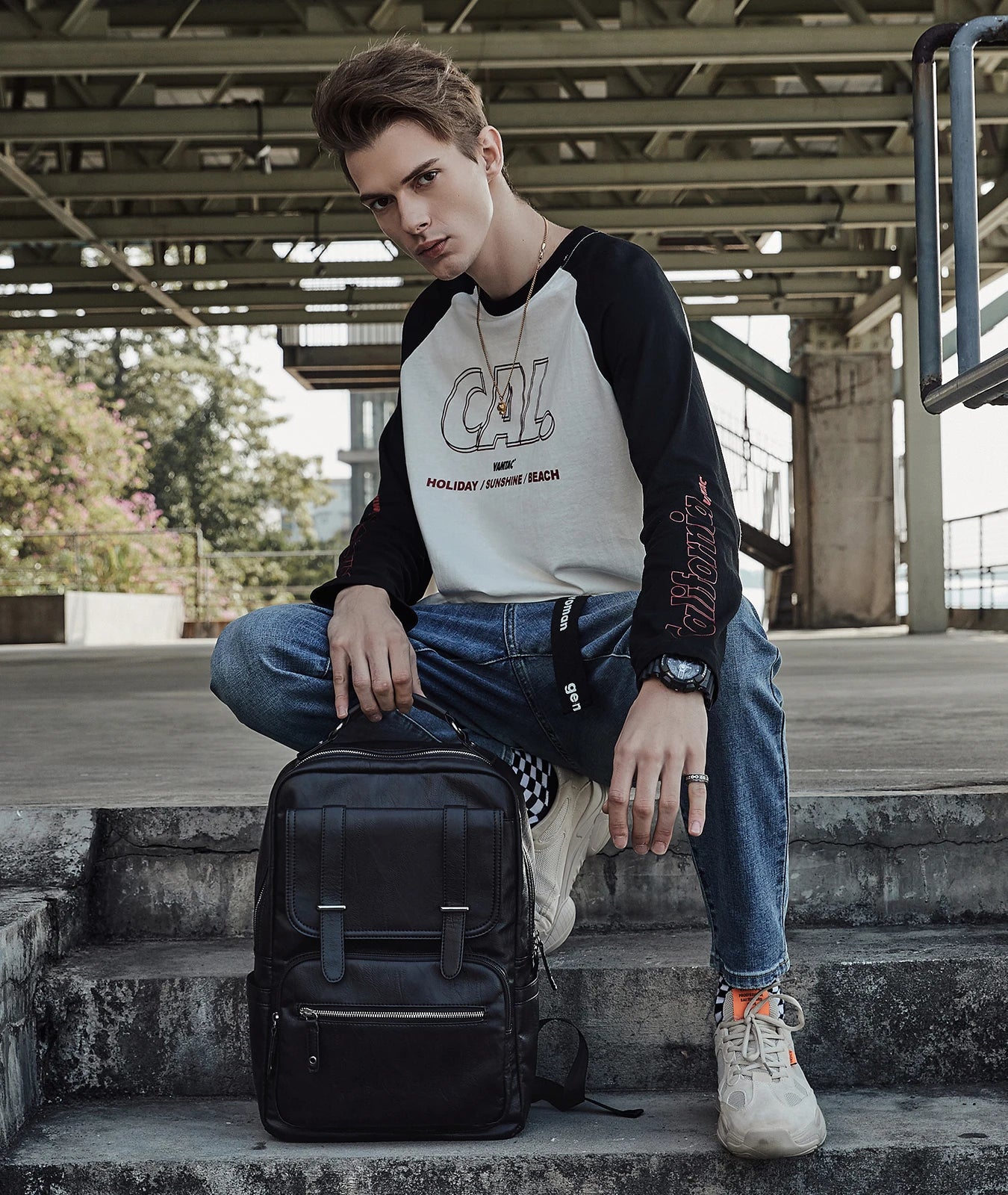 Leather PU Backpack Men Mochila Laptop Backpack School Travel Leather Backpack