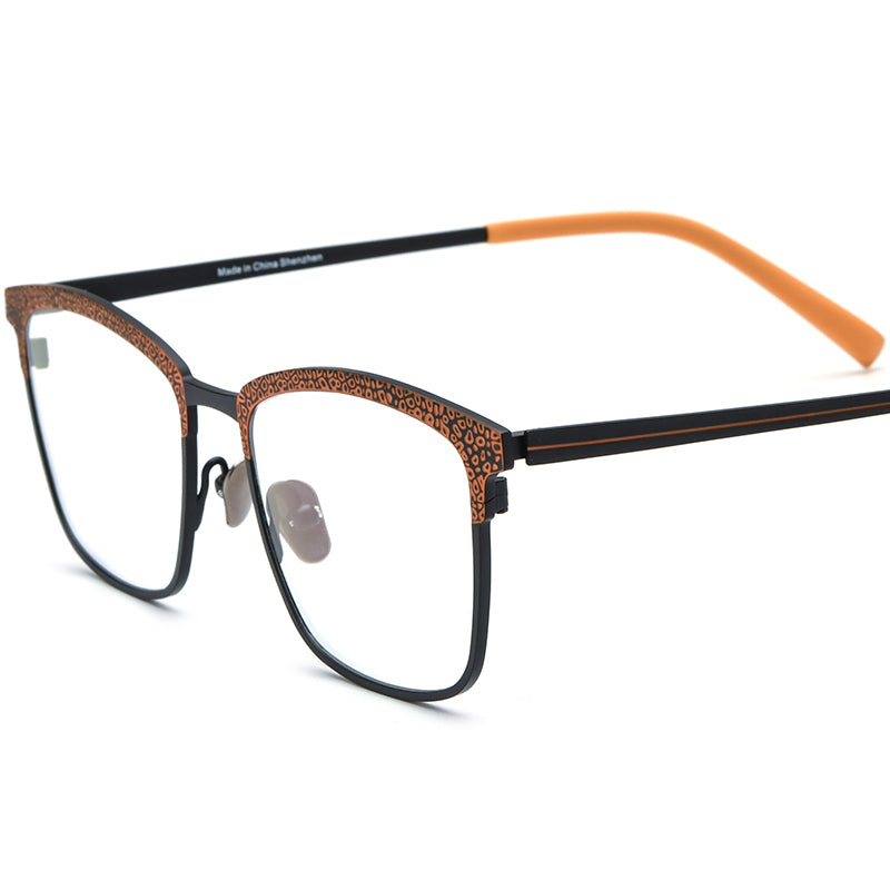Colourful Titanium Square Optical Glasses Frame Premium - Black - MCROONS