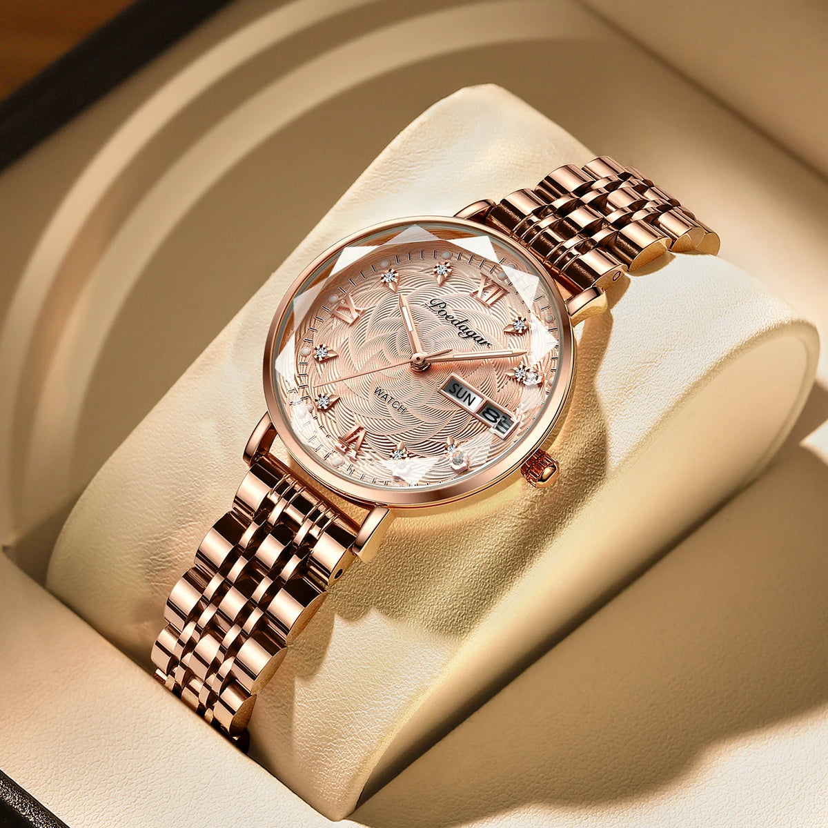 Poedagar 3012 Women's Luxury Quartz Watch – Stainless Steel Band, Waterproof, Date
