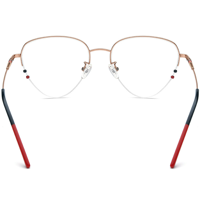 Oversized Cat Eye Titanium Optical Glasses Frame - MCROONS - Rose Gold back view