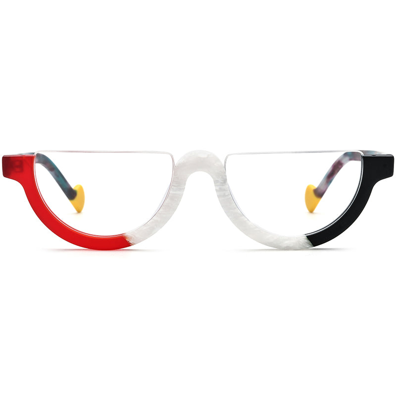Retro Half-Round Acetate Semi-Rimless Optical Glasses Frame - MCROONS - detail view