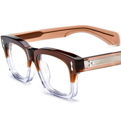 Retro Square Thick Acetate Optical Glasses Frame - Brown - MCROONS