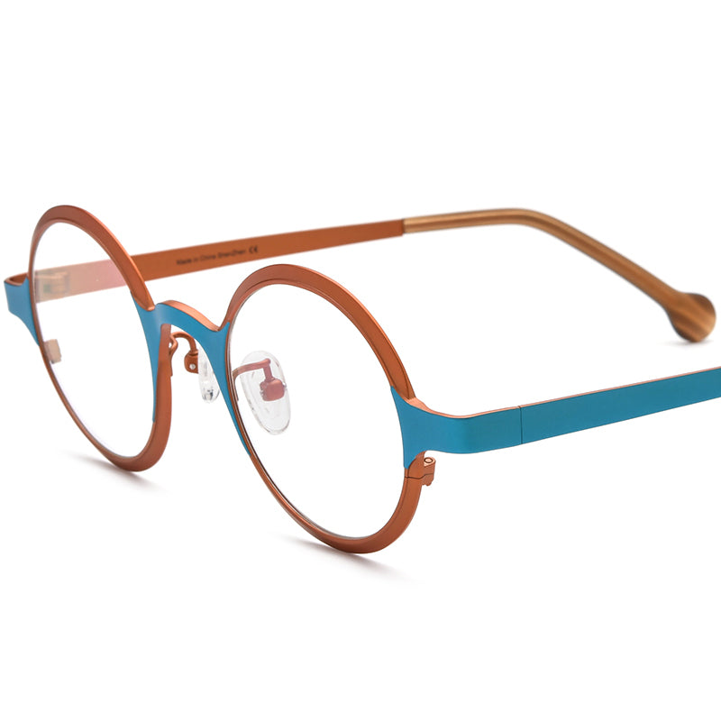 Colourful Titanium Round Optical Frame - MCROONS - Matte Blue