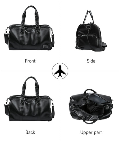 MOYYI PU Leather Travel Bags for Men Duffle Bag Outdoor Leather Men'S Travel Bag