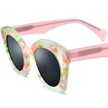 Matte Acetate Big Size Cat Eye Sunglasses - Flower - MCROONS