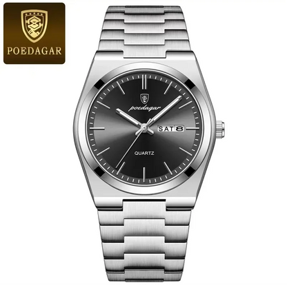 Poedagar 930 Men's Luxury Quartz Watch – Stainless Steel Band, Waterproof, Luminous, Date