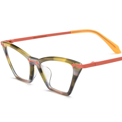 Vintage Colourful Small Cat Eye Acetate Optical Glasses Frame - Pink - MCROONS