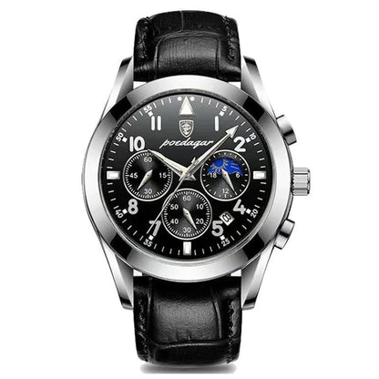 Poedagar 8168 Men's Luxury Quartz Watch – Stainless Steel Band, Waterproof, Luminous, Date